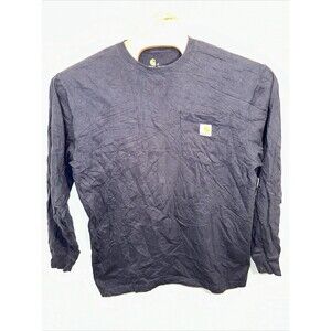 Carhartt Original Fit Long Sleeve Shirt Mens Medium Blue Pocketed Tshirt Logo
